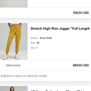 lululemon athletica Auric Gold Joggers